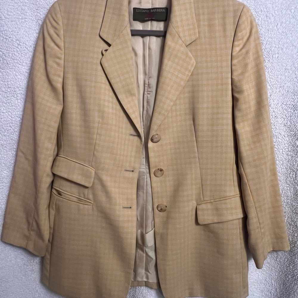 Luciano Barbera Tan Checked Men's Blazer
